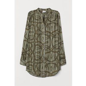 Richard Allan X H&M Designer Collab Patterned Airy Tunic/Shirt Olive Grn Sz 14